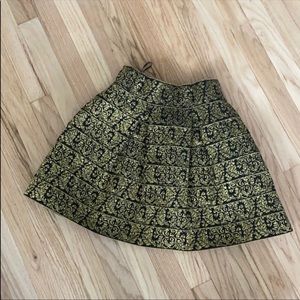 Endless rose brocade black and gold pleated skirt